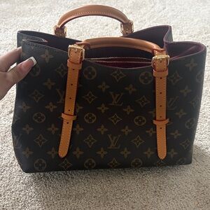 Louis Vuitton Monogram Satchel with Tan Leather Handles